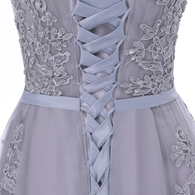 CustomizedVestido De Festa Sweet Pink Lace V-neck Long Evening Dress Bride Party Sexy Backless beads pearls Prom Dresses lace-up - Image 6