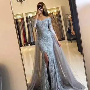 Customized Gray Prom Dresses Formal Evening Party Vestido De Festa Party Robe De Soiree вечерние for Women lace-up