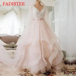 Customized Lace Appliques Wedding Dresses Ruffles Tulle Princess Wedding Gowns Spring Bridal Dresses Mariage Vestido De Novia